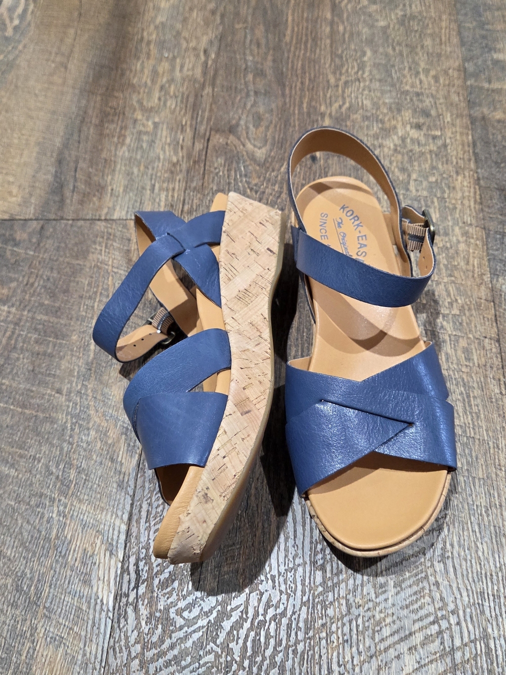 Kork-Ease Womens Blue Cork Wedge Sandals Size 8M - Picture 9 of 10